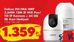 DAHUA H4A 4 MP 3.6 MM 10M IR WİFİ PAN/TİLT IP KAMERA + 64 GB SD KART HEDİYELİ